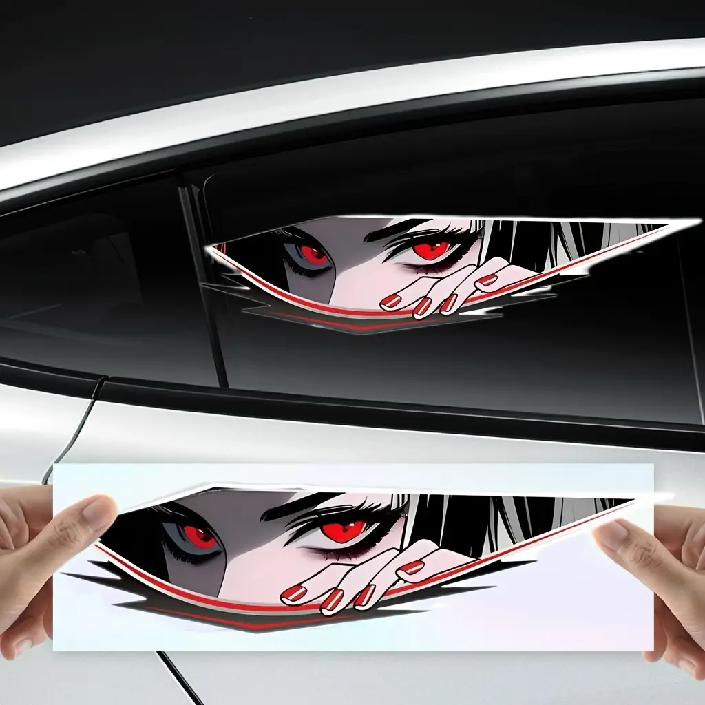 2PCS/SET Scrike Sticker Anime Eye Laser Electric Vehicle Motorcycle Protective Cover 2D Car Sticker Mountain Bike Tablet Comic Style Decorative Sticker Car Decal