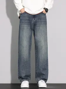 Men's Loose-Fit Pocket Wide-Leg Authentic Jeans Pants, Comfortable & Stylish Denim for Casual Daily Wear, Perfect for Leisure