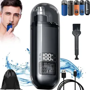Portable Electric Nose Hair Trimmer, High Quality Trimmer BMJ-Black, Hypoallergenic USB-Rechargeable Waterproof Cordless Nose Hair Shaver with LED Display, Men's Grooming Tool, Valentine's Day Gift