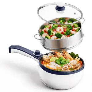 Dezin Electric Cooker 1.5L Non-Stick Sauté Pan with Power Adjustment for Cheese Stir Fry Roast Steam - Perfect for Ramen Steak Black