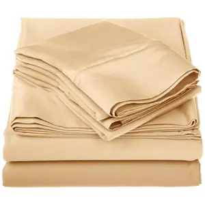 Egyptian Cotton 1000 Thread Count Solid Sheet Set Olympic Queen-Gold