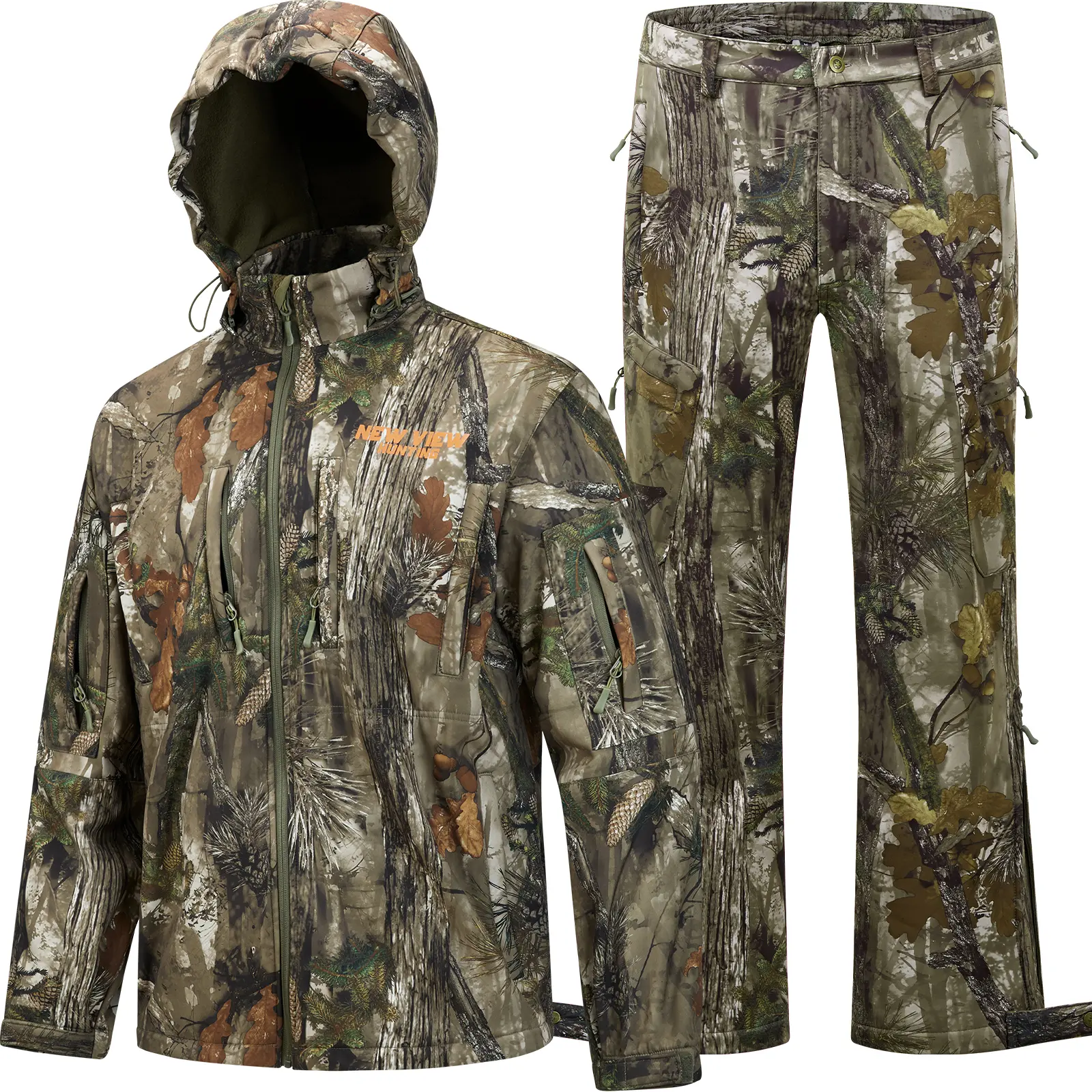 Camo Hunting Clothes for Men, Winter Warm Hunting Jacket and Pants,Fleece Lined Hunting Suit for Deer Duck Bow Hunts