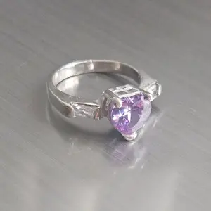 950 Silver Heart Shaped Zircon Ring Size 7 Beautiful Style For Every Moment Elegant Jewelry Gift
