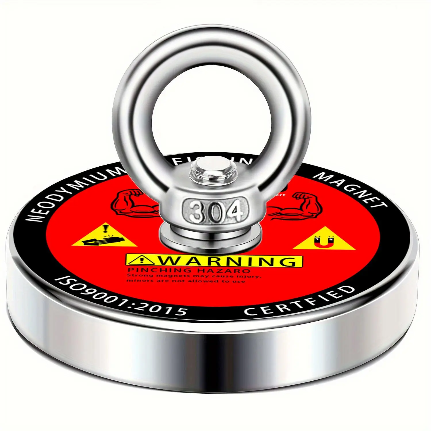 300LBS Pull Heavy-Duty Strong Magnetic Fishing Kit, Fishing Magnet Suitable for River & Lake Use, Professional Hardware Accessory, Super Strong Magnet