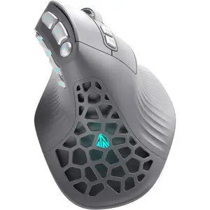 SOLAKAKA E9 Pro Vertical Ergonomic Gaming Mouse, PAW3395 Sensor, 8K Polling Rate, 36,000 DPI, Tri-Mode Wireless, 10 Programmable Buttons, 1000mAh Battery, RGB Lighting, Gray Silver
