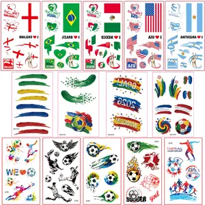 60pcs Temporary Soccer Tattoos – World Cup Football Stickers for Kids, Adults, Party, Fan Accessories, Argentina, Brazil, USA, Mexico, England