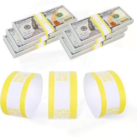 Self-Sealing Currency Bundles for Usd Eur Gbp, Cash Money Straps with Self-Seal Mechanism, Convenient Secure Bank Supermarket Bulk Binding Supplies, Organization, Organizer