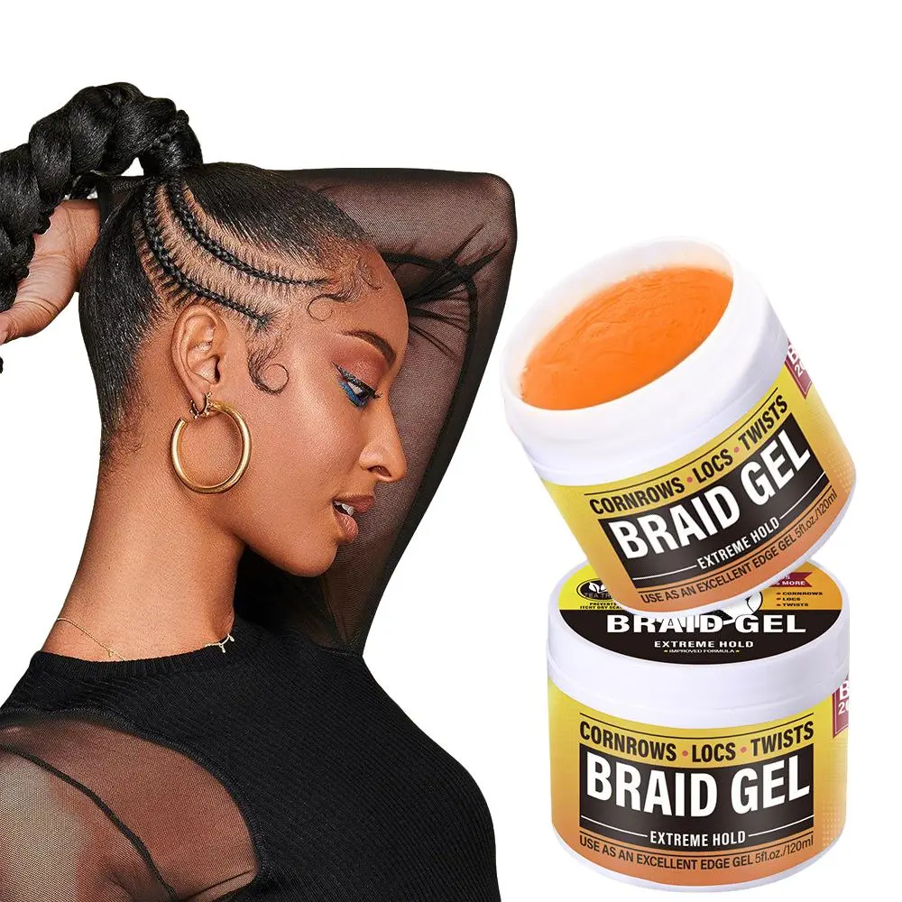 Fashionable Braid Styling Gel 120ML, Hair Styling Product, Hair Products, Long-lasting Moisturizing Non-sticky Extreme Hold Braiding Hair Wax, Unisex for All Hair Types and Curls, Edge Control Haircare Gel, Strong Hold Gel