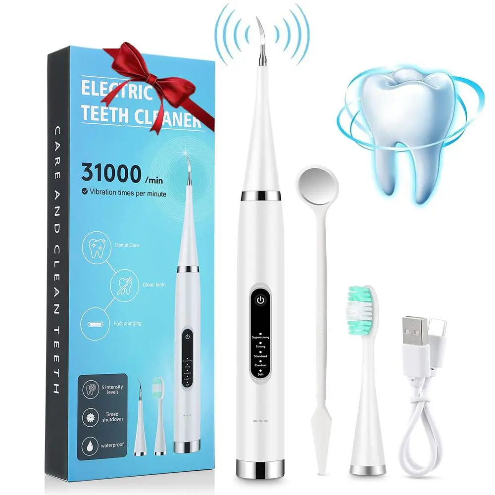 Household Electric Teeth Cleaner, Portable Teeth Cleaner, 5 Modes Rechargeable Teeth Cleaning Kit,  IPX6 Waterproof Oral Care Tool, Dental Cleaner, Teeth Cleaning Machine