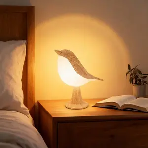 Bird Table Lamp Small Cordless Bedside Lamp Touch Dimmable Night Light with 3 Color Temperature Rechargeable Battery Cute Lamps for Bedroom Bedside Nightstand Room Decor