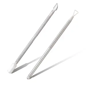 2Pcs Silver Multi-Functional Nail Care Tools, Cuticle Pusher Tool and Stainless Steel Nail Scraper Durable Professional Manicure Pedicure Cleaner for Nail Scraper for Gel Removal