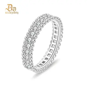 Delzzad Luxury Full Eternity Ring Band Stacking Ring Wedding Ring Synthetic Moissanite Ring Jewelry S925 Perfect Birthday Engagement Wedding Anniversary Christmas Gift