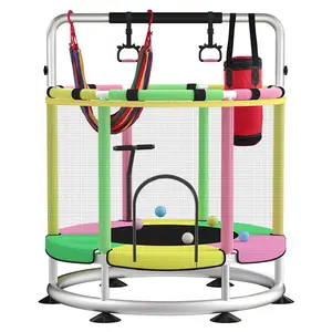 UBEEKOO  55" Toddler Trampoline Indoor & Outdoor，Mini Round Trampoline for kids，440lbs Capacity Baby Trampoline with Enclosure, No-Gap Safe Design, Gifts for Boys&Girls,Christmas Gift for Kids