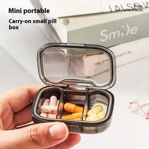Portable Mini Medicine Box with Weekly/daily Dividers, Three Compartment Small Pill Organizer, Medical Organizer, Dustproof Plastic Storage Case for Work Travel