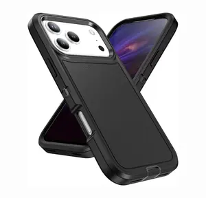 3-in-1 Military Grade Armor Case For iPhone 17 16 15 Pro Max 14 13 12 Phone Case Heavy Duty Defender Shockproof Rugged Cover Phone Accessories Handheld Smartphone Protection