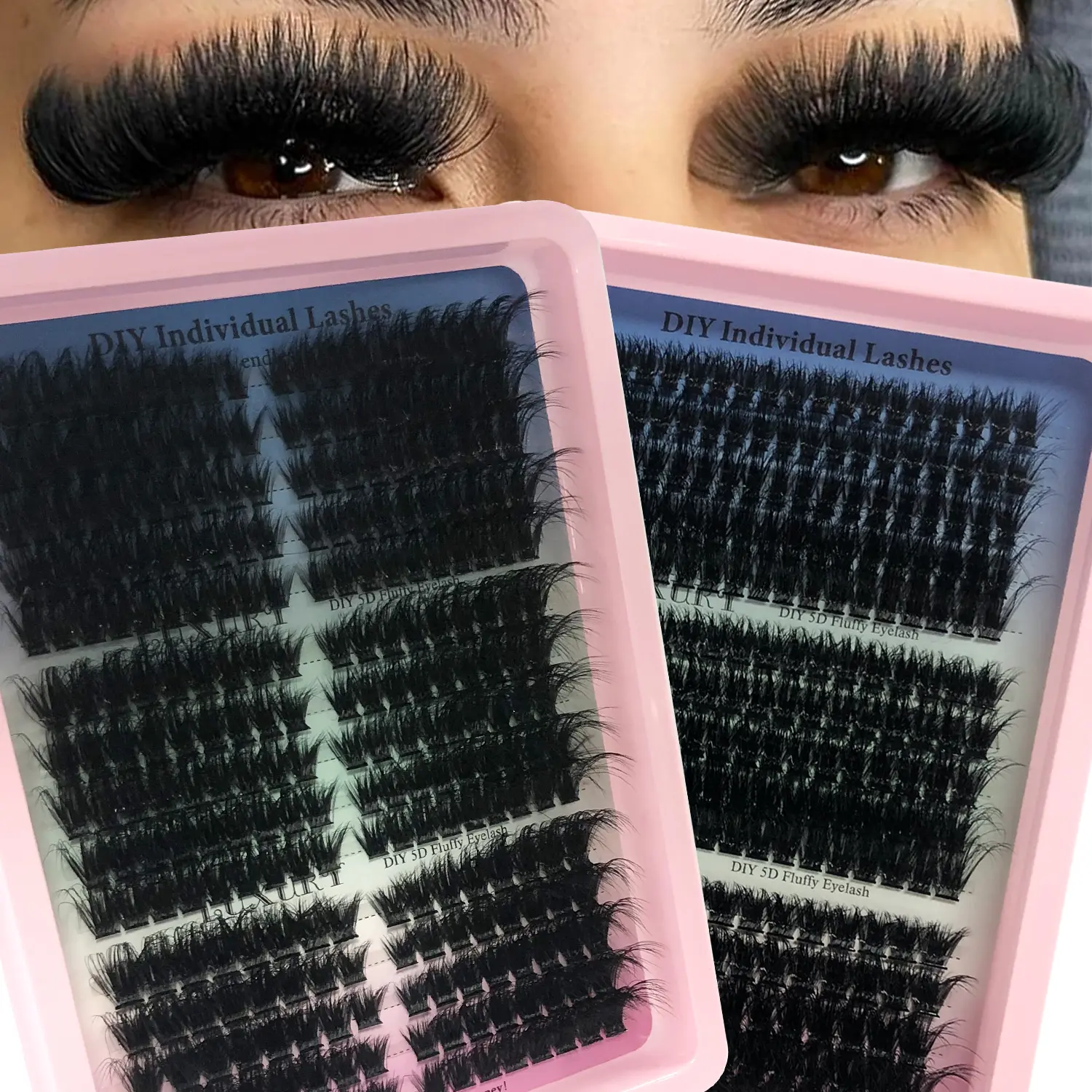Lash Clusters 280 Pcs D Curl Stripl Lashes Clusters Cat Eye Wispy Eyelash Clusters D Curl 60D-80D-100D Cluster Eyelash Extensions Easy Diy Lash Extension Cluster At Home270PCS Fluffy Cluster Eyelash Extensions Soft Wispy False Eyelashes