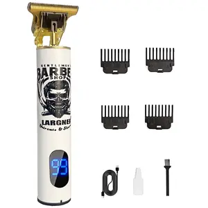 Rechargeable Cordless Electric, T-Blade Trimmer for Men, Wireless Trimmer, Barber Hair Clippers, Zero-Gapped Detail Design, LED Display, Professional Grooming Kit