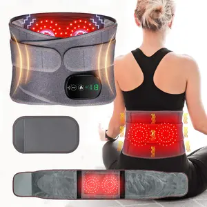 Cordless Heating Pad for Back, Electric Waist Massager, LED Light Heated Vibration Back Wrap Belt, Multi-functional Body Massage Tool for Men & Women