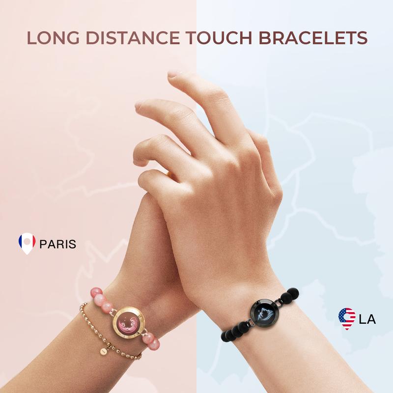Totwoo Magic Smart Jewelry Long Distance Touch Bracelets with Matching Beads Functional Love Connect Gift for Boyfriend Girlfriend or Family