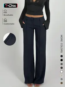 Stylish Wide Leg Pants for Women, High Waist Loose Fit Harem Trousers, Casual Straight-Leg Dad Pants in European Style