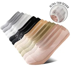 Women's Mesh No Show Socks 6 Pairs Ultra Thin Breathable Invisible Socks with Silicone Non Slip Grip Reinforced Toe for Flats Loafers and Low Cut Shoes