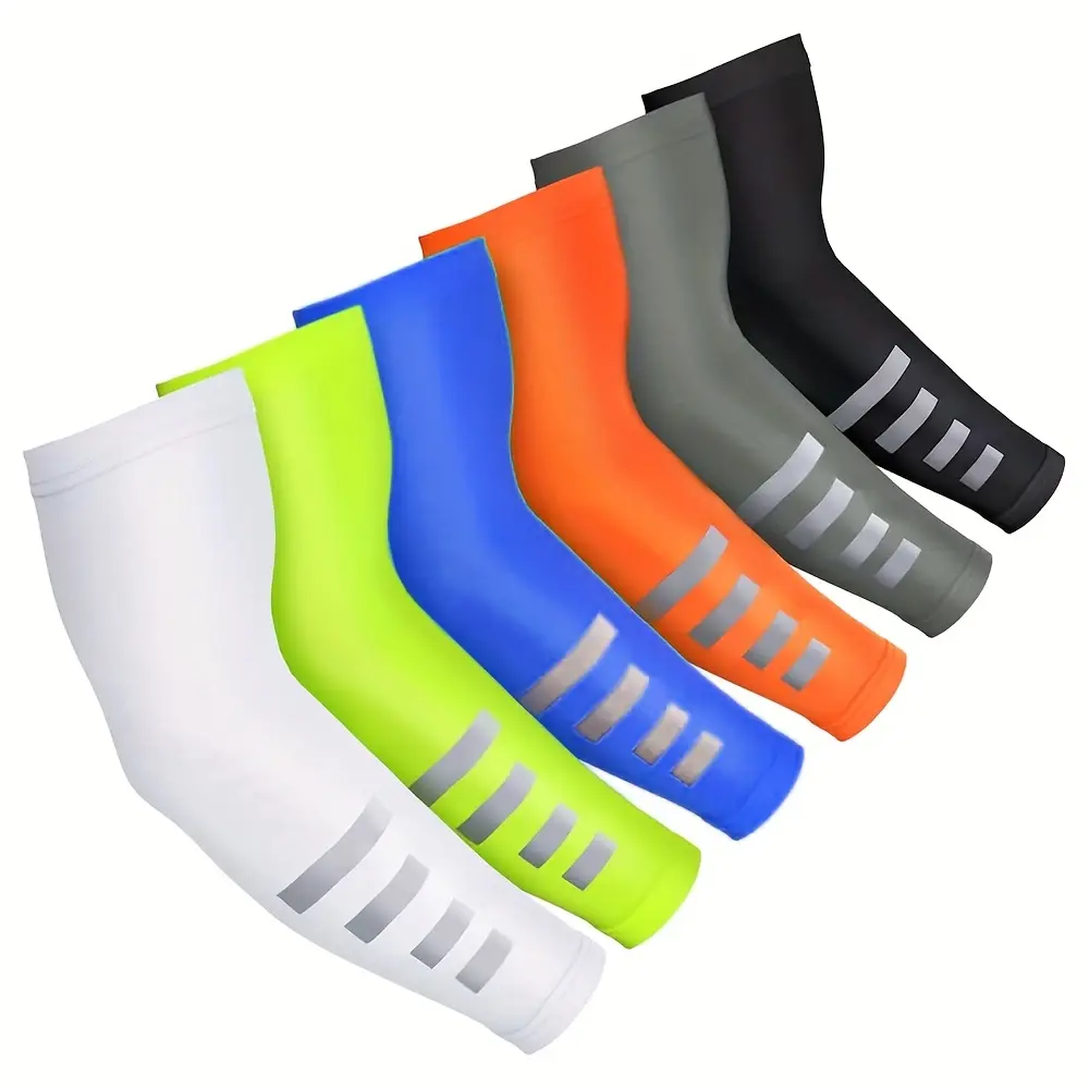 2 Pairs Arm Sleeves for Men Women, UPF 50+ Sun Protection Compression Sleeves with Reflective Stripe, Breathable Cooling Arm Covers for Golf Running Cycling Basketball Fishing Outdoor Sports, UV Protection Work Sleeves