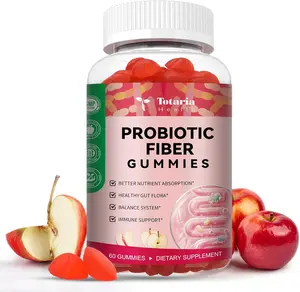 9-in-1 Probiotic Prebiotic Fiber Gummies for Adults & Teens 16G Fiber per Serving, Psyllium Husk Fiber Supplement with 5 Billion CFU Bacillus Coagulans, Inulin, ACV for Digestion & Gut - 60 Counts