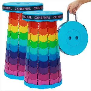 2-Pack 2026 Upgraded Collapsible Stool, Max 620lb Portable Folding Stool, Height Adjustable Retractable Telescopic Seat, Travel Chair, Foldable Camping Seat or Footrest