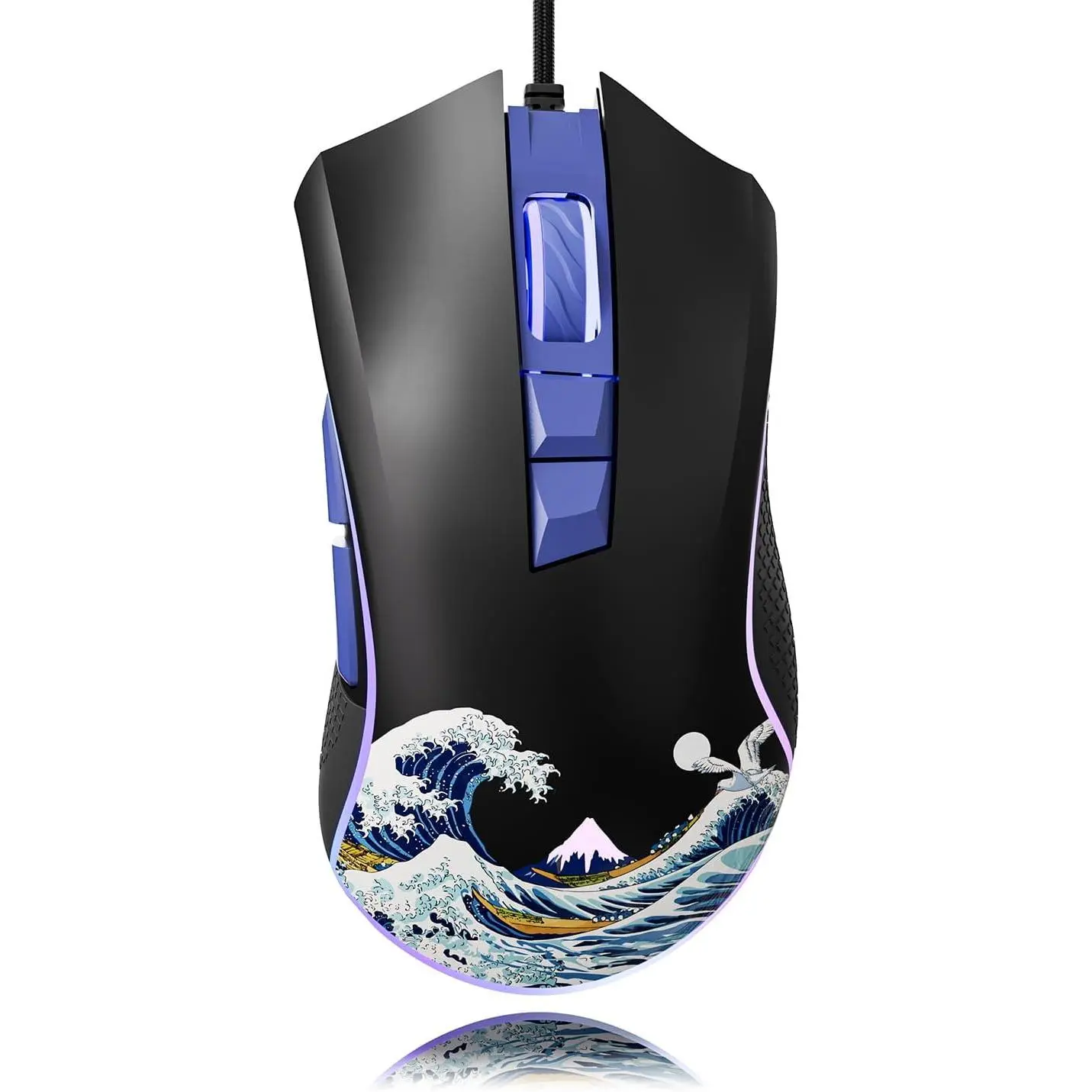 XVX Wired Ergonomic Gaming Mouse - 12000 DPI, RGB Backlit with 12 Modes, 7 Macro Buttons, DIY Keybinding Support, Long-Lasting Lifecycle, Compatible with Laptop, PC, Windows, Kanagawa, Rgb Lighting