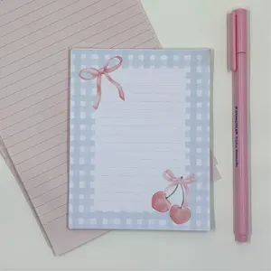 Notepad - 4 in x 6 in, 50 Sheets - Tear-Off Notebooks, Bow Design Notepad - Coquette Design - Cute Gift for Girls