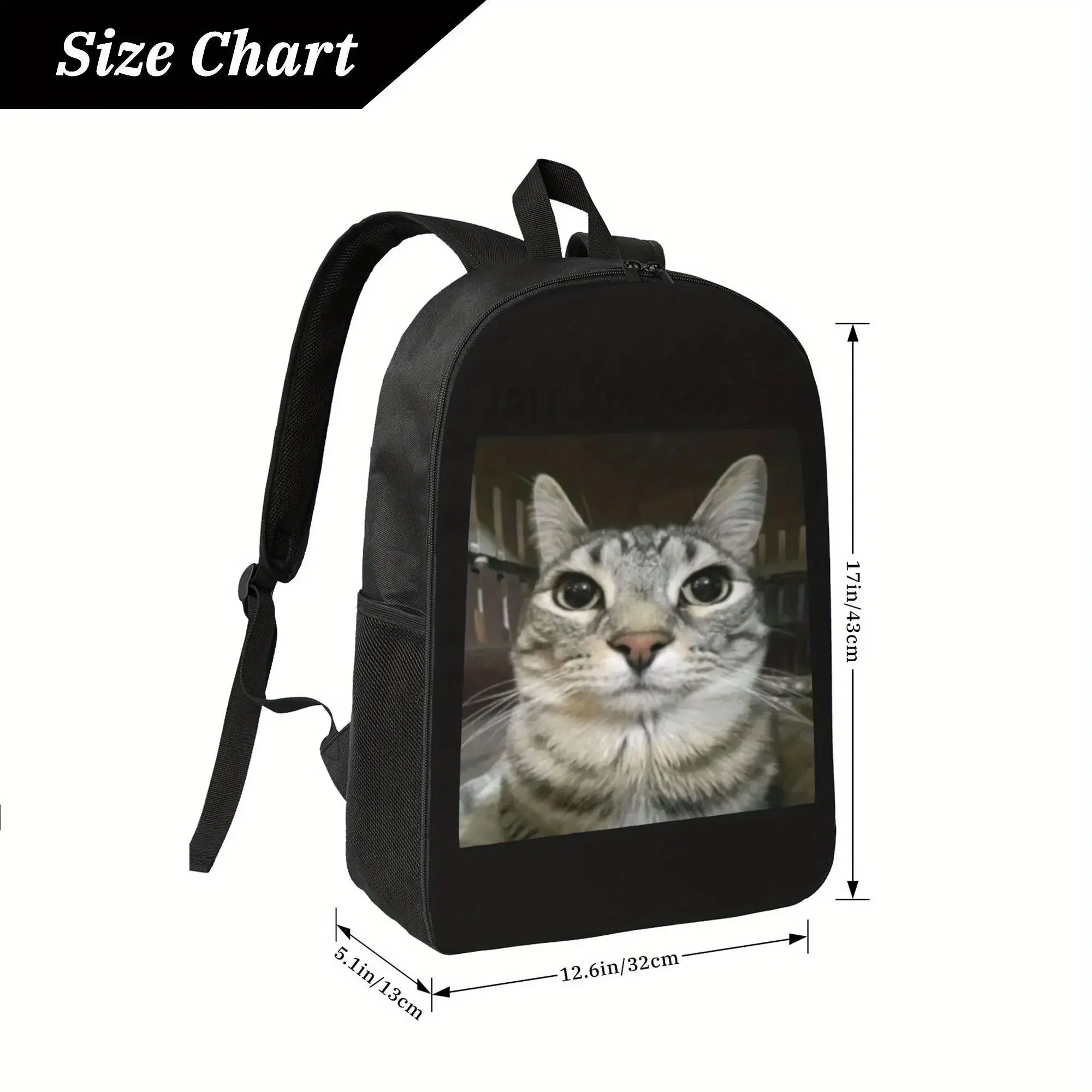 Wanit Goated Animal Theme Backpack - Large Capacity School Bag with Zip Closure, Spacious Laptop Compartment, Cute Look for College/Travel, School/Work (Black)