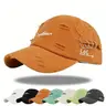Unisex Cotton Retro Distressed Baseball Cap - 00s Style Hats with Letter Embroidery, Curved Brim, Low-Profile Design, Worn-In Street Look, Hats for Women, Comfortable Modern Fashion Accessory for Hip Hop Outdoor Use