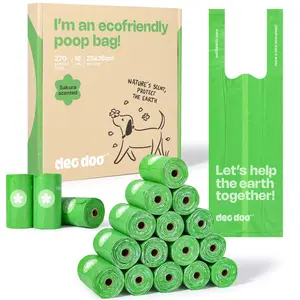 Dog Poop Bags with Handles Sakura Scented 18 Rolls 270 Counts Leak Proof and Extra Thick Waste Bags for Walking Small Medium Dogs
