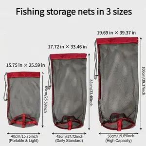 3 Sizes Lightweight& Portable Nylon Fishing Net Bag| Durable Storage Design with Buckle Closure| Ideal for Fish Harvesting& Diving Gear| Multi-Purpose Mesh Tackle Bag, Freshwater& Saltwater Compatible/ fishing equipment/fishing net/carp fishing