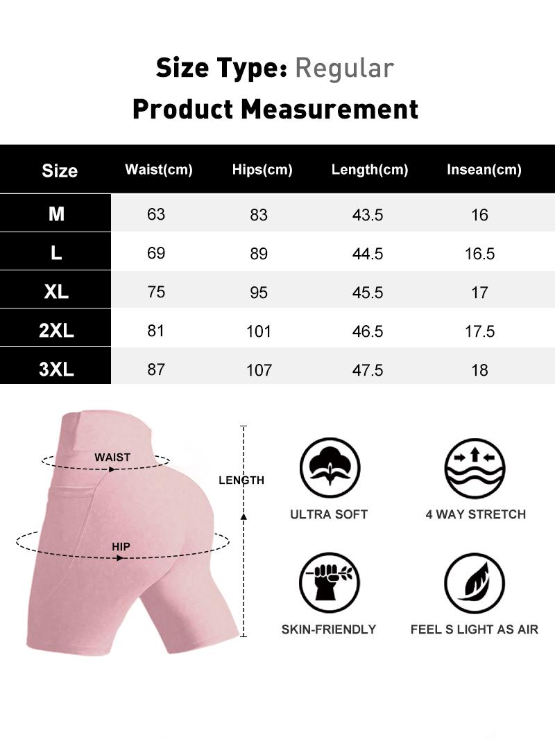 5-Pack Women's High-Waisted Workout Shorts – Tummy Control, Breathable & Quick-Dry with Pockets for Running, Cycling & Fitness,Women's outdoor sports shorts, sportswear, elastic fabric, quick-drying and opaque