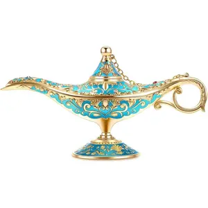Vintage Aladdin Magic Lamp Genie Collector's Edition /Wedding Table Decoration,Collectable Rare Classic Arabian Props Aladdin Pot & Delicate Gift for Party/Birthday(Peacock Blue)
