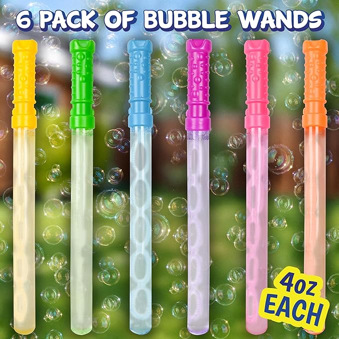 Bubbles 4oz Bubble Wands 6 Pack Outdoor Bubble Toys for Kids Summer Fun Party Favors Birthday Supplies Outdoor Play Gift