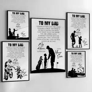 PIKPAKA Gift To My Dad Painting Calligraphy Modern home art decorative painting,high-definition printing,vibrant colors,waterproof,suitable for living rooms and hallways A perfect gift for holiday parties, Unframed Art Print