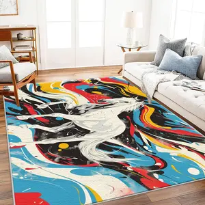 Colorful Printed Waterproof Rug, Soft and Comfortable Washable Mat for Entrance, Kitchen, Living Room, Bedroom, Durable Home Decor