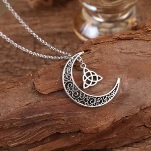 Celtic Knot Moon Necklace – Wiccan Protection Amulet for Women, Irish Symbol Jewelry Gift