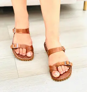 Barefoot Sandals Women, Grounding Sandals For Women, Earthing Slipper With Copper Rivet, Minimalistic Flat Sandals | Antique Brown