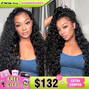 Reshine 3 In 1 Half Wigs Water Wave Human Hair Wigs For Beginners Glueless Wear Go Half Wigs With Drawstring Invisible Hairline Curly Hair Wigs#dealsforyoudays