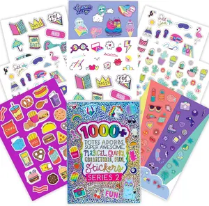 Totes Adorbs 1,000+ Sticker Book for Kids & Teens - Fun Colorful Craft Stickers for Notebooks Journals & More - Adhesive Vinyl Decal Series 2