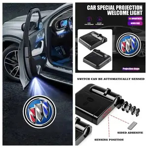 4-Pack Buick Logo LED Welcome Lights, Compatible with Buick Encore GX/Verano Compact Cars & Crossovers, Peel-and-Stick Non-Destructive Drill-Free Door Lights