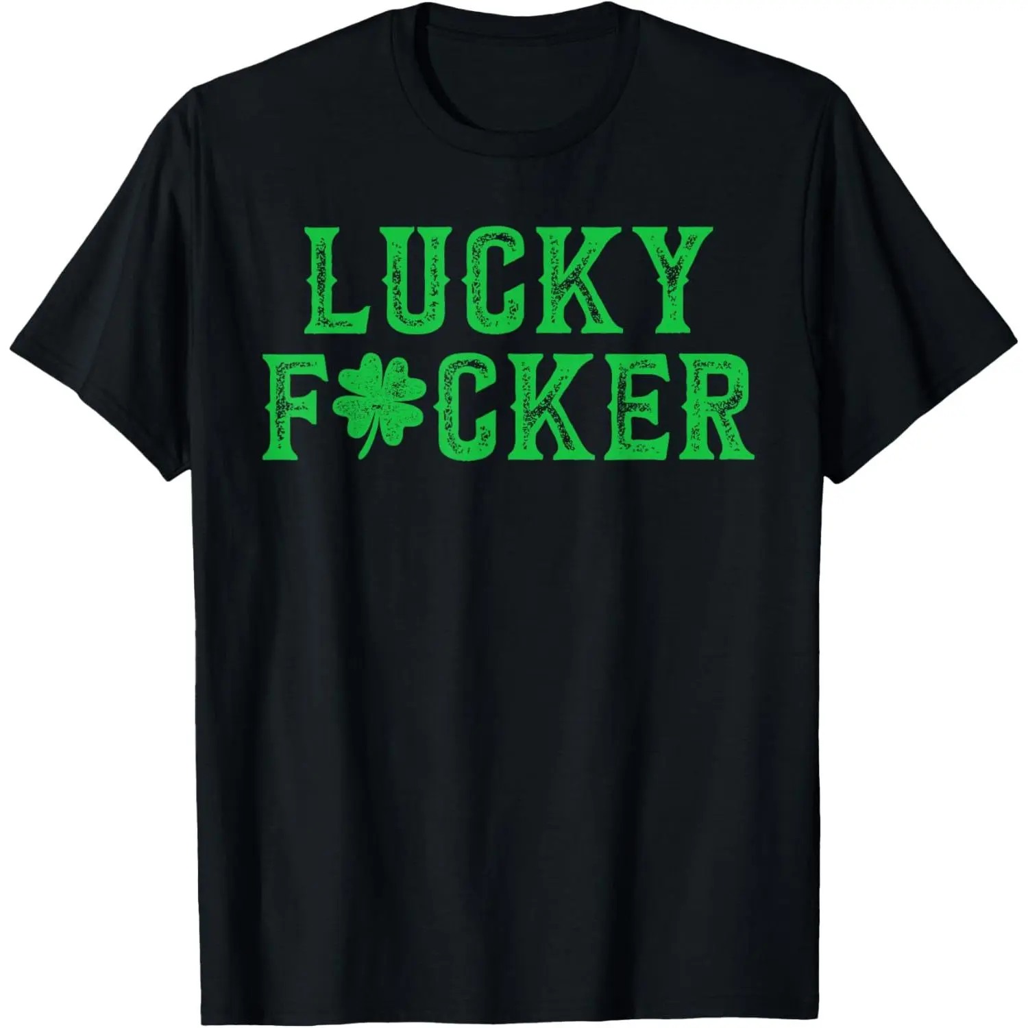 Men's Streetwear Graphic T-Shirt with St. Patrick's Day Lucky Fucker Shamrock Print, Lightweight & Soft Cotton Blend Top, Tshirt, Prints, Shortsleeve, Breathable, Comfortable, Everyday