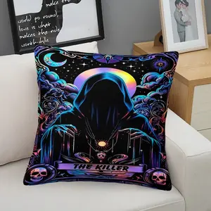 Soft plush pillow with Death God print patterns, featuring various designs, gentle and skin-friendly, perfect for home or travel as a cozy essential. Homey and lazy style