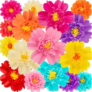 Large Colorful Mexican Tissue Paper Flowers for Fiesta Carnival Party Backdrop Wedding Birthday Nursery Craft Wall Decor Baby Shower 16pcs 2 Sizes