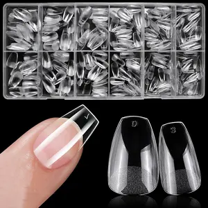 Short Fake Nails, 600pcs/set Clear Press on Nails, Medium Coffin Soft Gel Nail Tips, Full Cover Coffin False Nail, Gel X Tips for Women & Girls