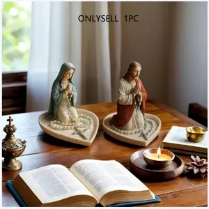 Elegant Virgin Mary Rosary Beads Statue, Desktop Decoration, Jewelry Box Necklace Ring Holder, Catholic Prayer Bead Set