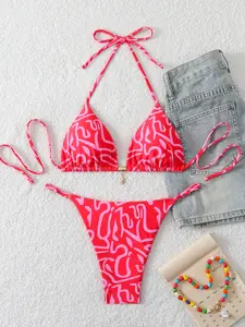 Women's Sexy Print Tie-Dye Bikini Set, Two-Piece Swimsuit with Adjustable Straps, Summer Beachwear, Casual Swimwear for Women